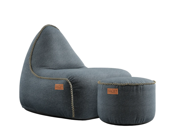 SACKit Canvas Lounge Chair Petrol + Pouf