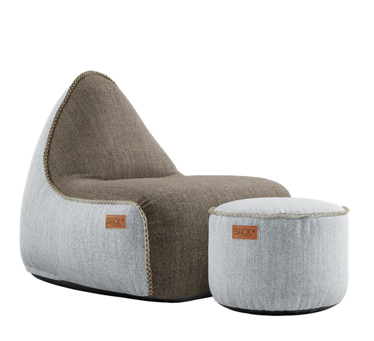 SACKit Cobana Lounge Chair Brown/White + WhitePouf